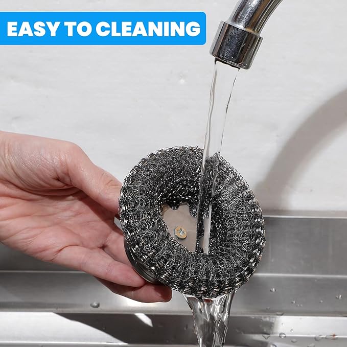 4 Pcs Steel Wool Scrubber with Handle Heavy Duty Metal Pot Scrubber Brush 16 - Image 6