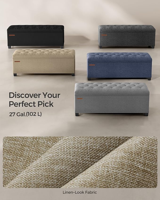 SONGMICS Storage Ottoman Bench, Foot Rest - Image 6