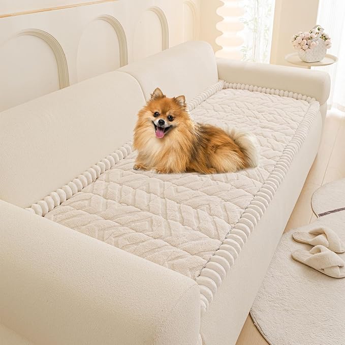 OTOB Pet Couch Covers for 3 Cushion Couch Sofa, Washable & Non Slip Fuzzy Plush by OTOB