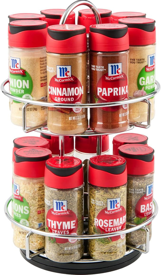 McCormick Spice Rack, Two Tier Chrome, Featuring 16 Herbs & Spices by McCormick