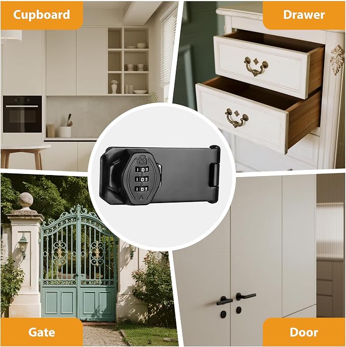 Cozy Tower 4 inch 180 Degrees Hasp Combination Lock - Image 6