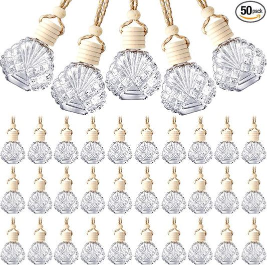 BBTO 50 Pcs Hanging Car Air Freshener Car Diffuser Bottles Empty Glass Perfume by BBTO