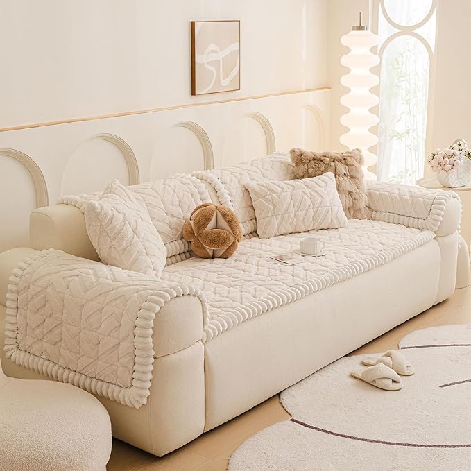 OTOB Pet Couch Covers for 3 Cushion Couch Sofa, Washable & Non Slip Fuzzy Plush - Image 9
