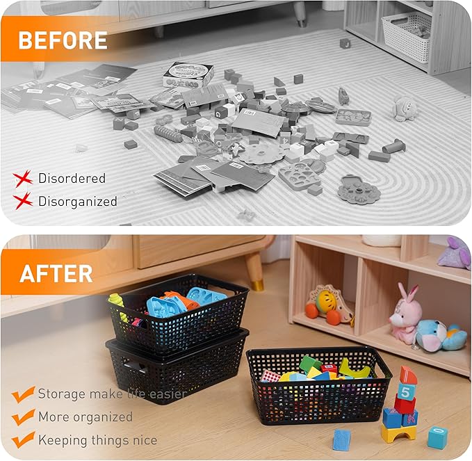 Plastic Storage Baskets With Lid, Storage Bins - Image 6