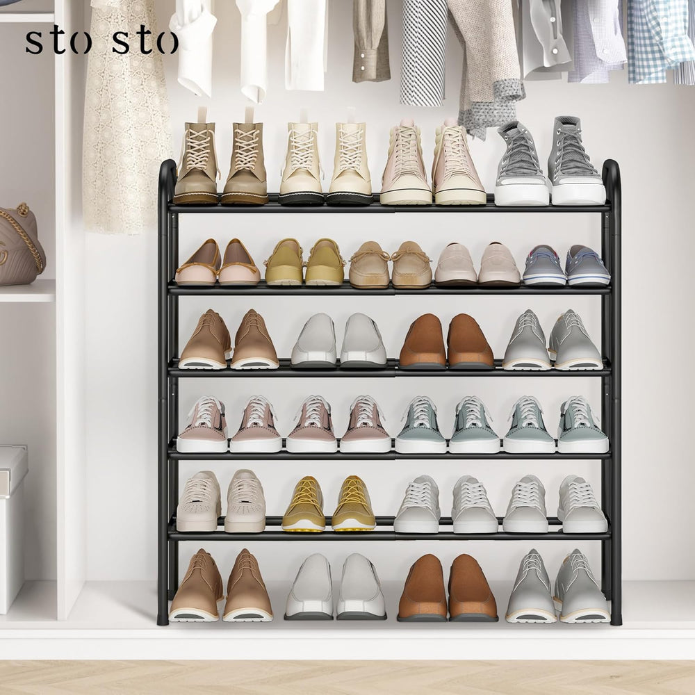 STO STO Expandable Shoe Rack, 5-Tier Metal Shoe Rack for Closet, Up to 24 Pai...