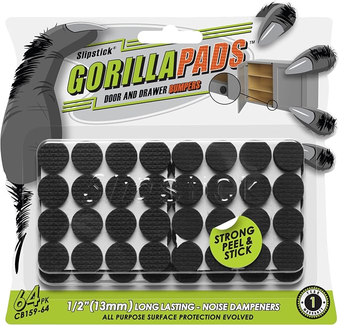 Slipstick GorillaBumperPads Premium 1/2” Rounds Adhesive Non Slip Pads/Bumpers by Slipstick