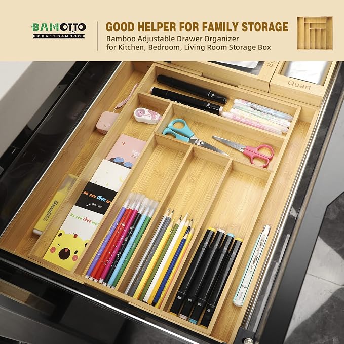 Expandable Bamboo Drawer Organizer – Large 20"x16.9" Size - Image 6