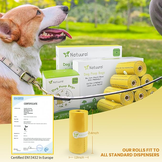 Certified Compostable Dog Poop Bags-270 Bags 18Rolls, Poop Bags - Image 7