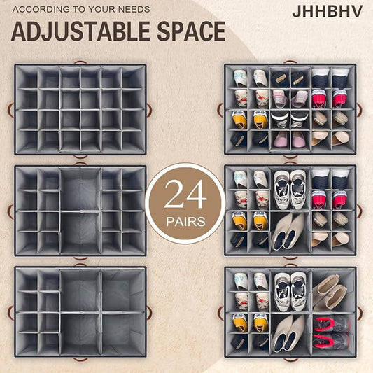 1 Pack Shoe Organizer for Closet, Adjustable Shoe Box Storage Containers - Image 2