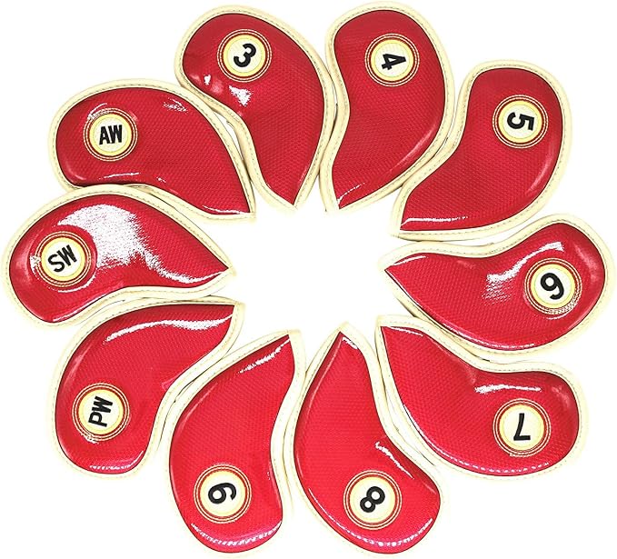 HISTAR 10pcs Crystal Pu Leather Golf Iron Head Covers Set Iron Club Headcover by HISTAR