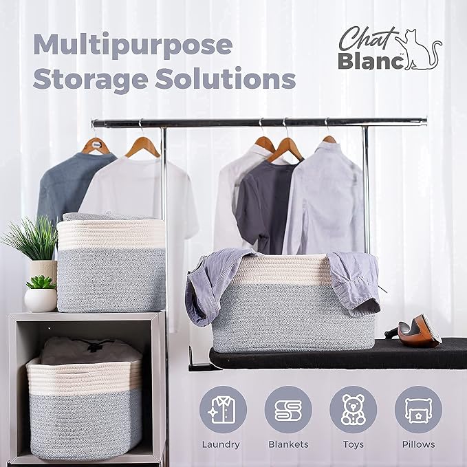 CHAT BLANC Cotton Rope Baskets for Organizing | Storage Baskets for Shelves | - Image 7
