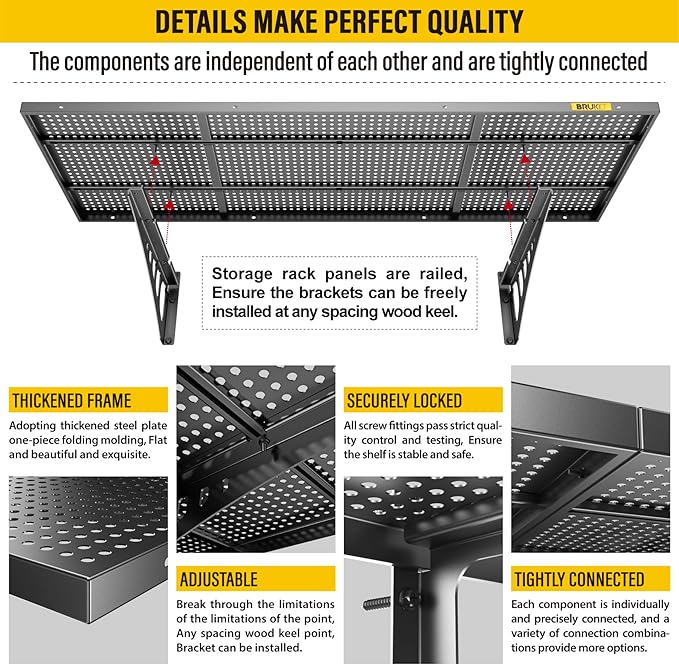 2Pack 1.64x4ft Adjustable Metal Garage Wall Shelving Heavy Duty Garage Storage - Image 5