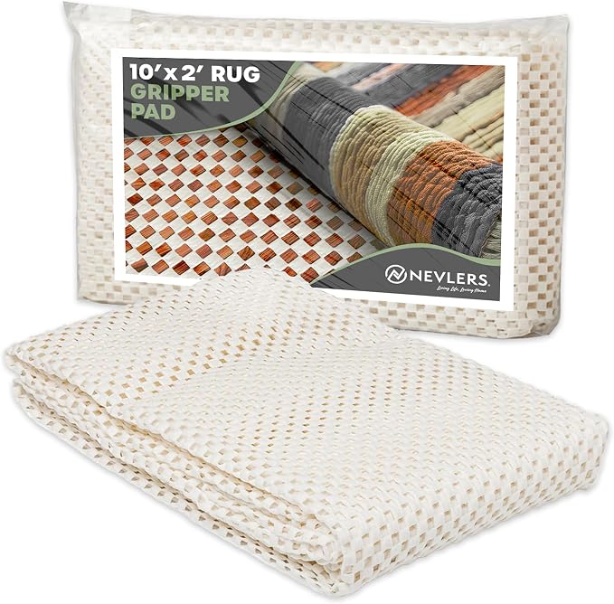 Nevlers 2 x 10 Ft Non Slip Rug Pad | Open Weave PVC Anti Skid Rug Gripper by Nevlers