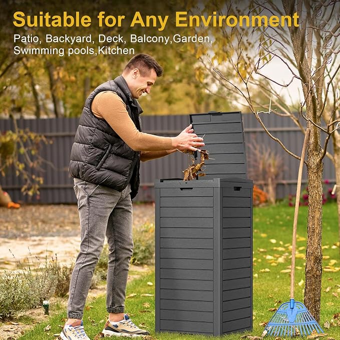 Outdoor Trash Can Waterproof Resin Garbage Bin, 31 Gallon - Image 5