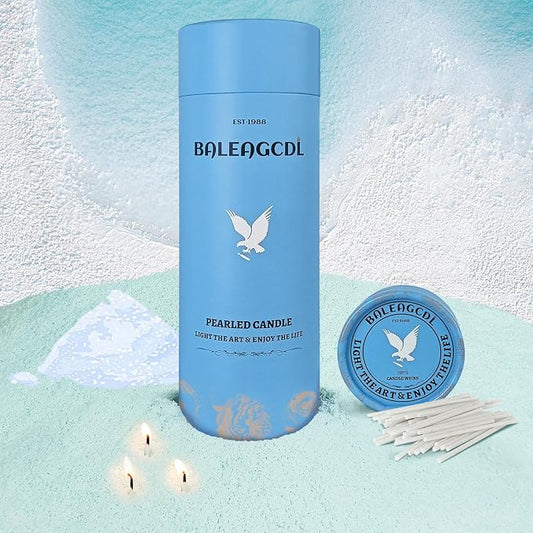 Sea Salt Scented Sky Blue Pearled Candle 18oz Luxury Sand Candle Granulated Wax by ZECHKAVAA