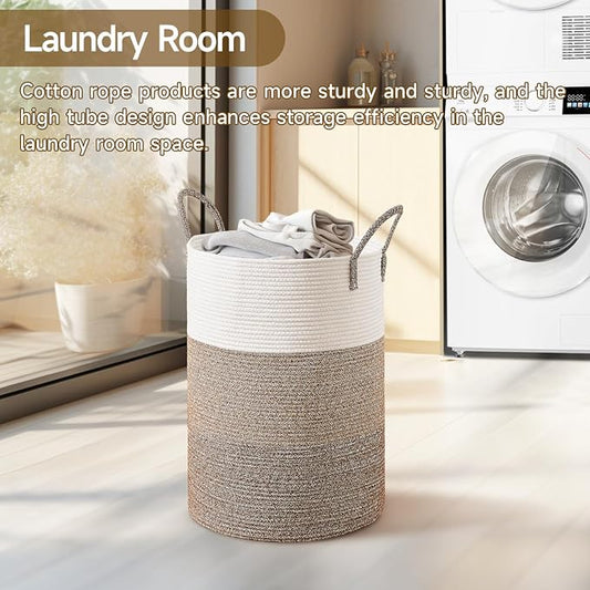 CLHMILY&Z 80L Laundry Basket Round Storage Rope Basket - Image 2