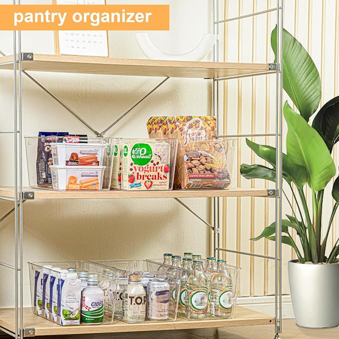 Attelite Clear Plastic Storage Bins, Large 6 Pack Pantry Organizer - Image 4