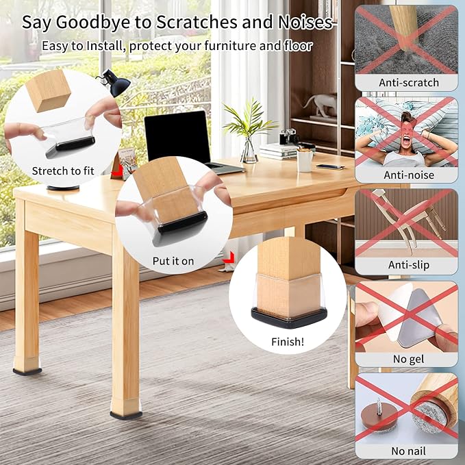 Ezprotekt 24 Pcs Large Clear Chair Leg Sliders - Image 7