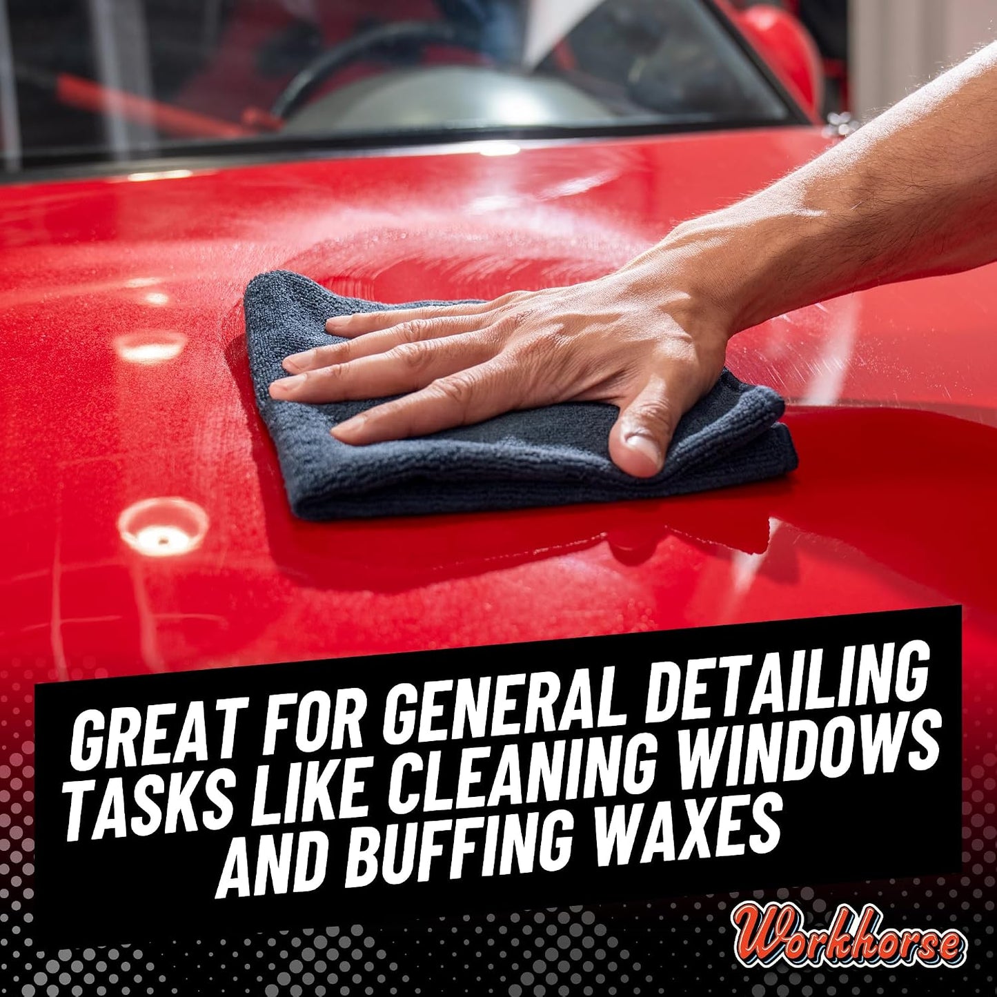 Chemical Guys Workhorse Professional Grade Microfiber Towels for Cars - Black 16x16 Inch Microfiber Cleaning Cloths for Home & Pet Drying, Soft & Scratch-Free, Drying & Cleaning, 3 Count (Pack of 2)