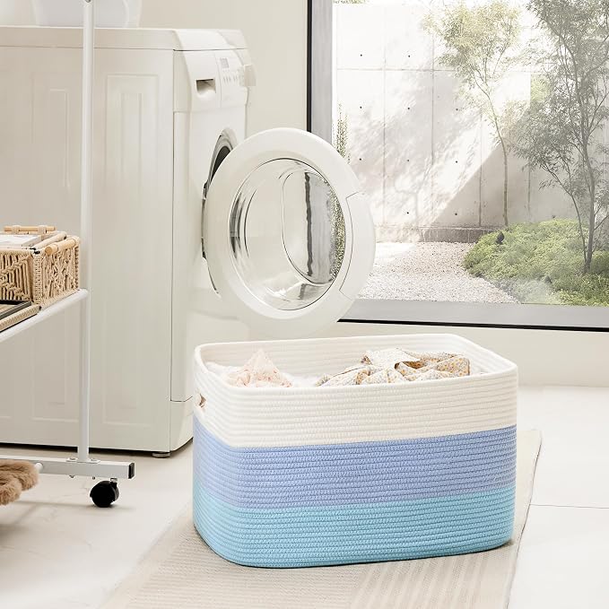 Blanket Basket, Rectangle Woven Baskets - Image 3