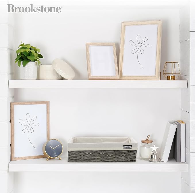 Brookstone Wicker Shelf Storage Basket Decorative Shelf Bin, bathroom - Image 3