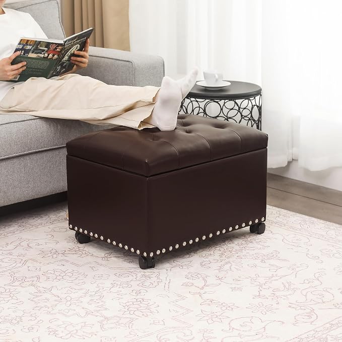 Joveco Leather Storage Ottoman - Image 6