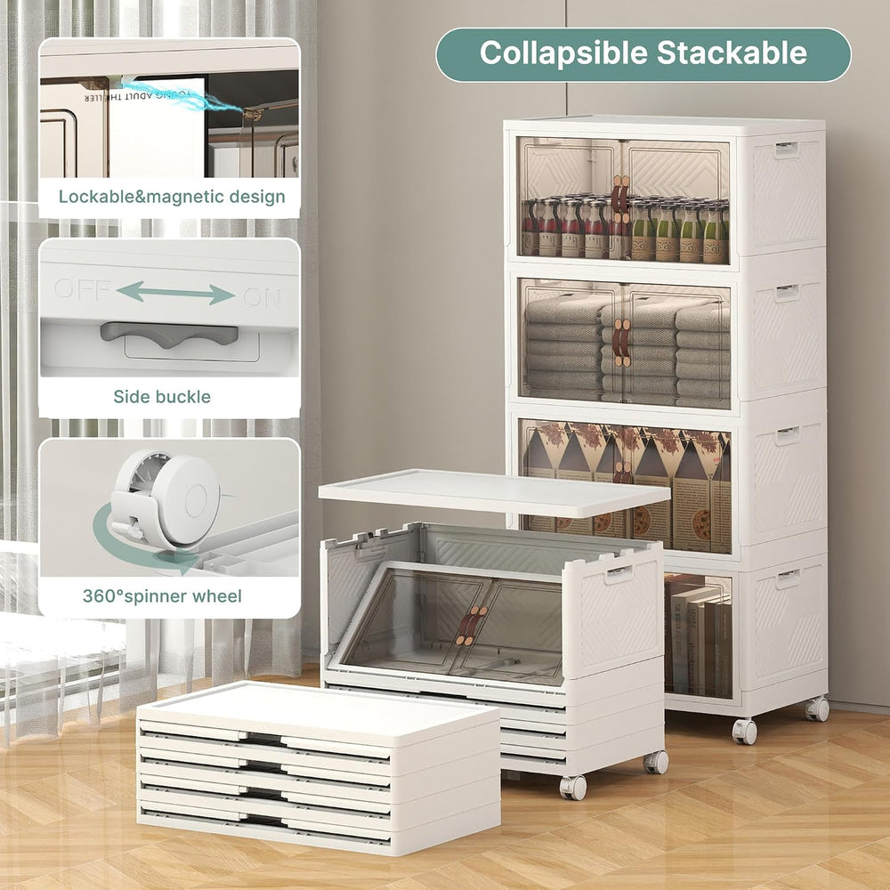 UAMFURI 192QT Lockable Plastic Storage Bins, 4 Pack Collapsible Cabinets