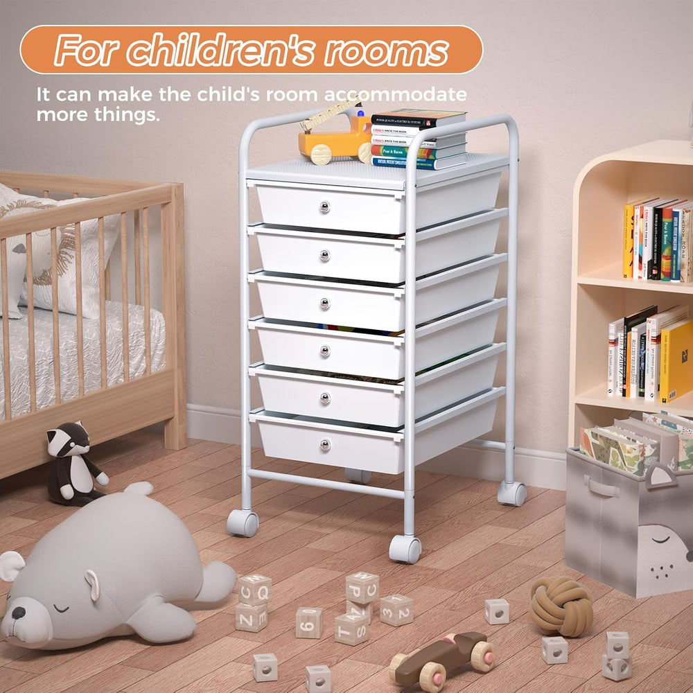 6 Tier Utility Rolling Cart with 6 Drawers Multipurpose Rolling Storage Cart ...
