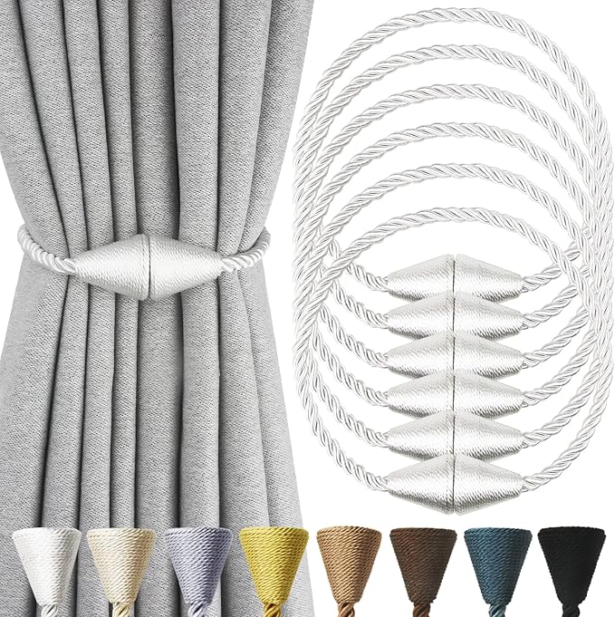 6 Pack Magnetic Curtain Tiebacks Rope Modern Handmade Curtain Tie Backs by CurtianTiebacks