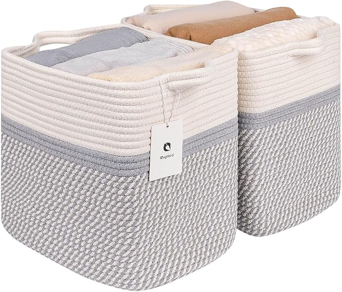 Medium and Large Woven Basket//With Handle, Used by Laughbird