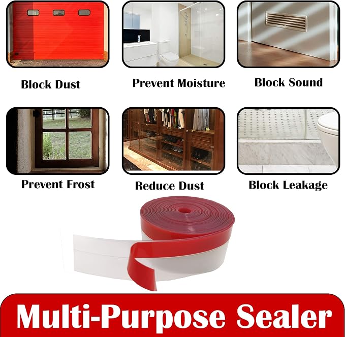 Clear Weather Stripping Tape, Door Draft Seal Silicone Strip. Enhanced - Image 6