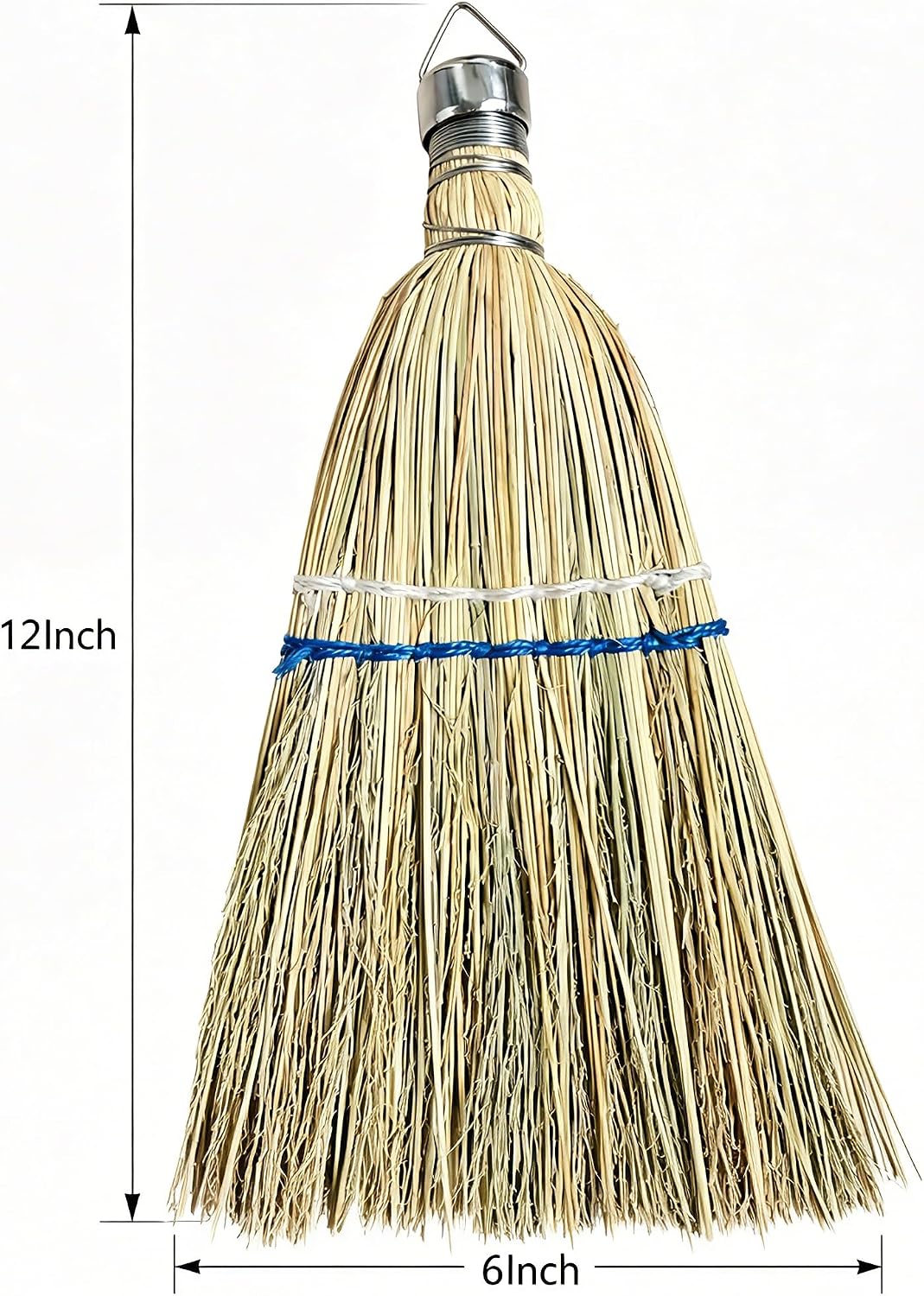 12 Inch Hand Whisk Broom Hand held Broom Corn Straw Mini Broom Outdoor Car Broom with Hang Hole for Cleaning Indoor Porches Floors Decks Driveways Dirt Dust 1Pack