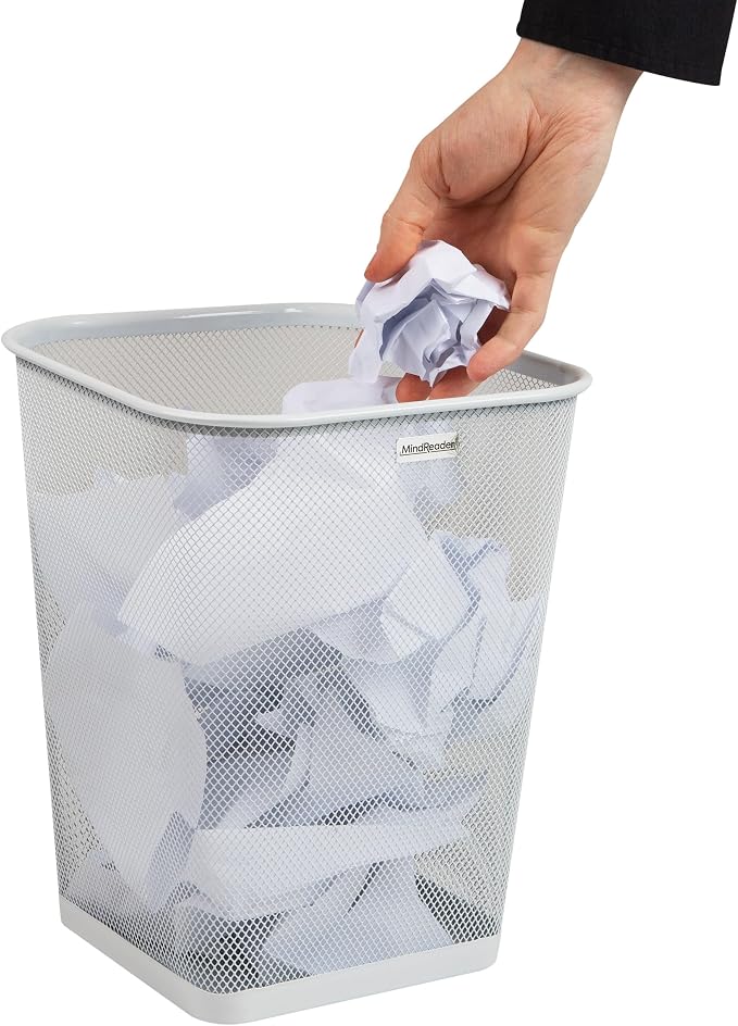 Mind Reader Mesh Trash Can, Square Wastebasket - Image 6