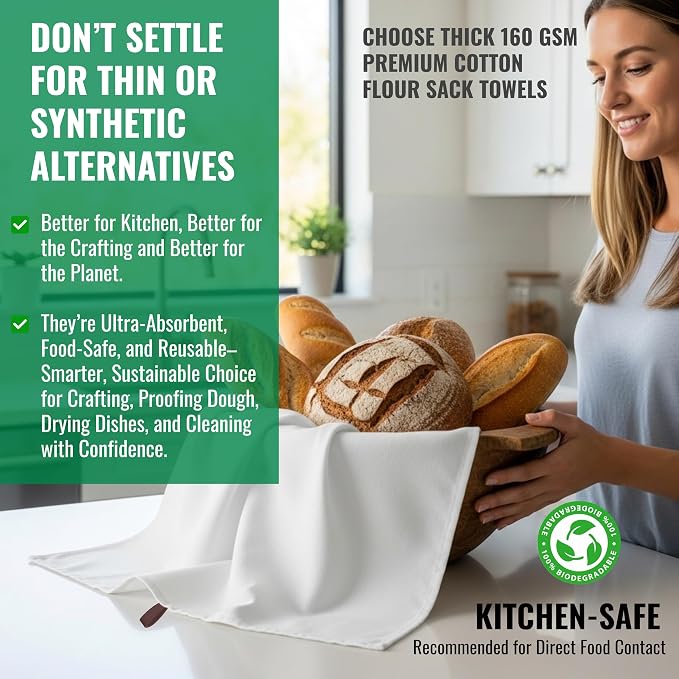 7-Pack Flat Flour Sack Towels – 100% Cotton Kitchen Dish & Tea Towels - Image 3