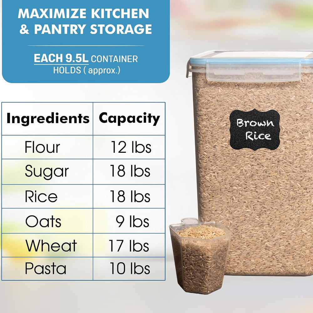 Shazo 2 PC (9.5L | 321 Oz) Extra Large Bulk Food Storage Containers with Airt...