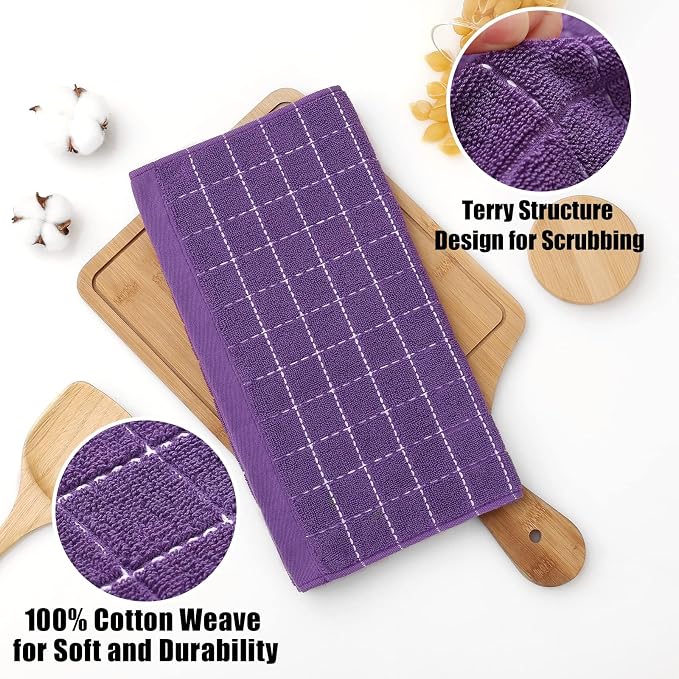 Homaxy 100% Cotton Terry Kitchen Dish Cloths, Ultra Soft and Absorbent Dish - Image 2