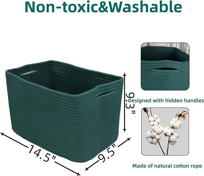 Cotton Rope storage Basket Bins14.5X9.5X9.3“ Basket - Image 2