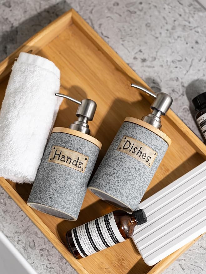 Hand and Dish Soap Dispenser Set, Ceramic Kitchen Soap Dispenser - Image 8