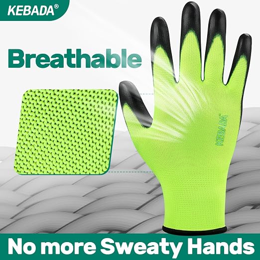 Kebada W1 Work Gloves for Men and Women, PU Coated Safety Gloves - Image 4