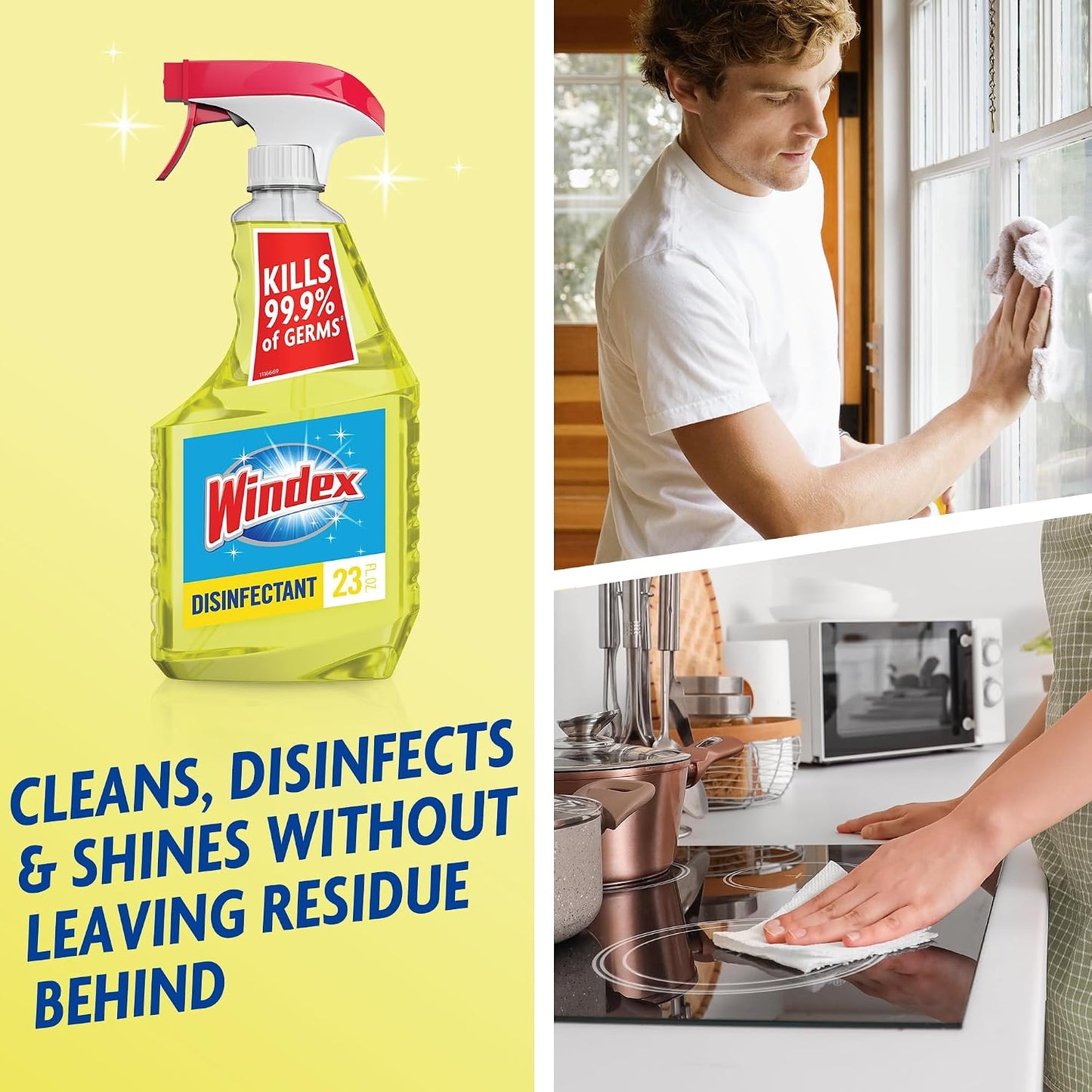 Windex Multipurpose Cleaner Disinfectant Spray Bottle, Fast Clean Surface Cleaner, Citrus Scent, 23 Fl oz