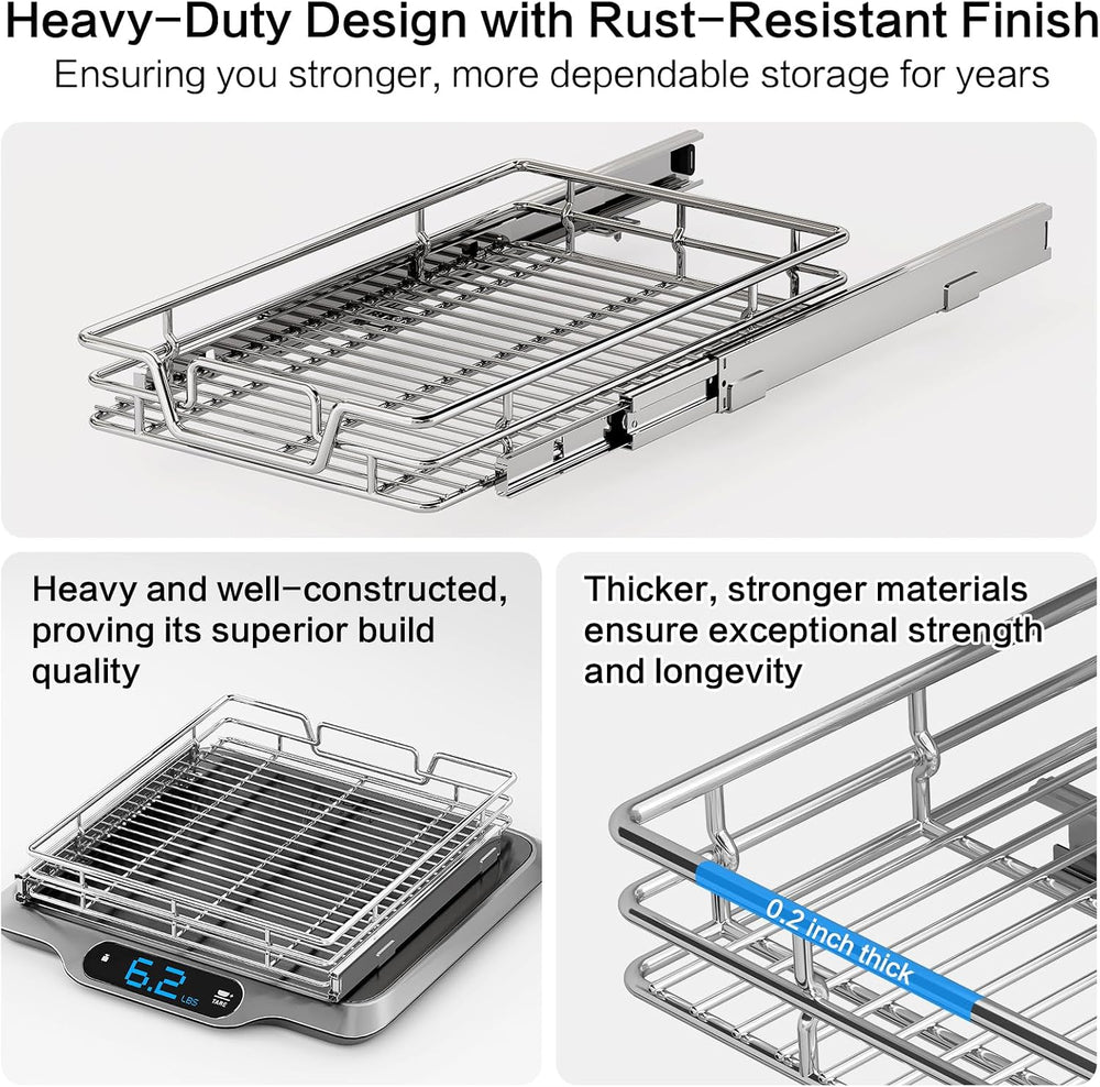 2-Tier Kitchen Cabinet Pull Out Shelf and Drawer Organizer Slide Out Pantry S...