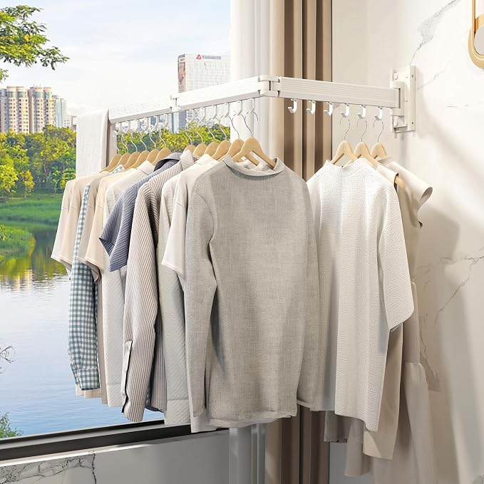 J-type Hooks Wall Mounted Clothes Rack, Collapsible - Image 5