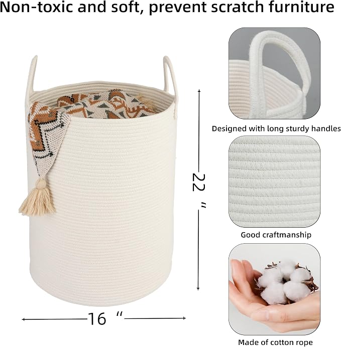 Cotton Rope Laundry Basket Hamper - Image 2