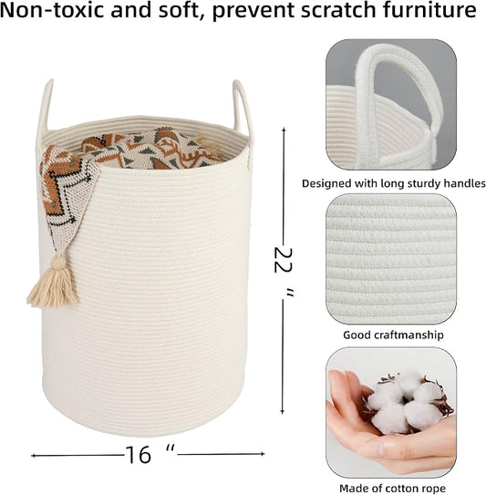 Cotton Rope Laundry Basket Hamper - Image 2