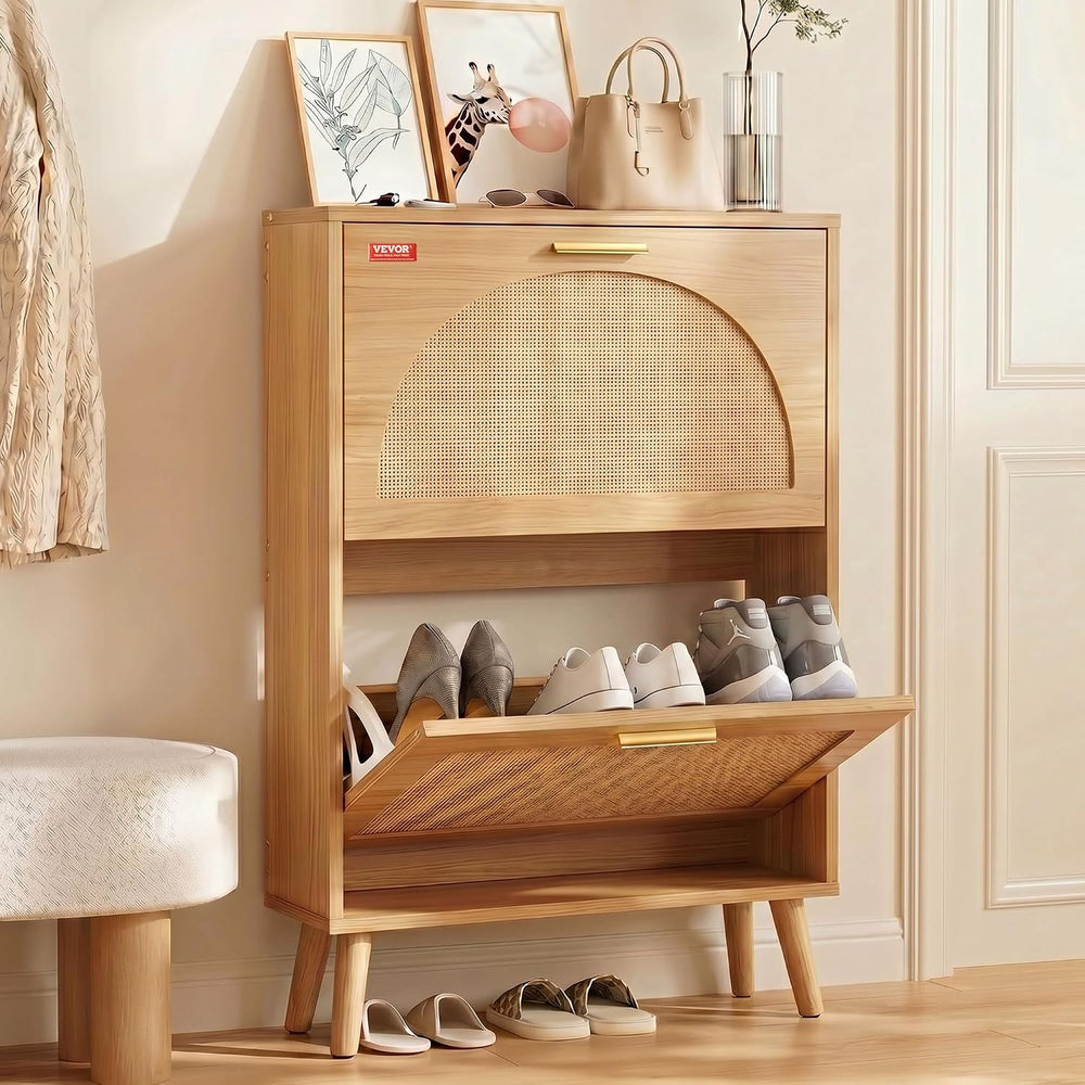 VEVOR Shoe Cabinet with 2 Flip Drawers, Shoe Storage Cabinet for Entryway, Fr...