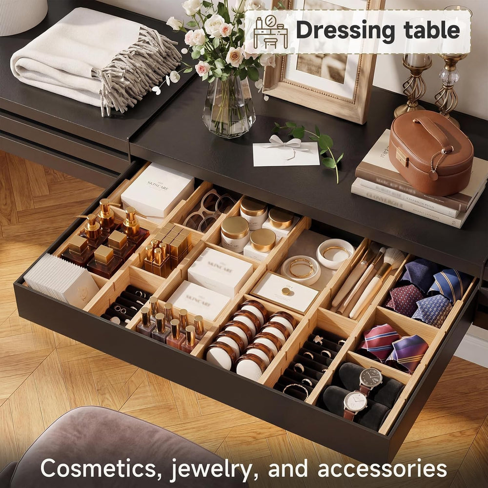 Bamboo Drawer Dividers, Expandable Kitchen Drawer Organizer