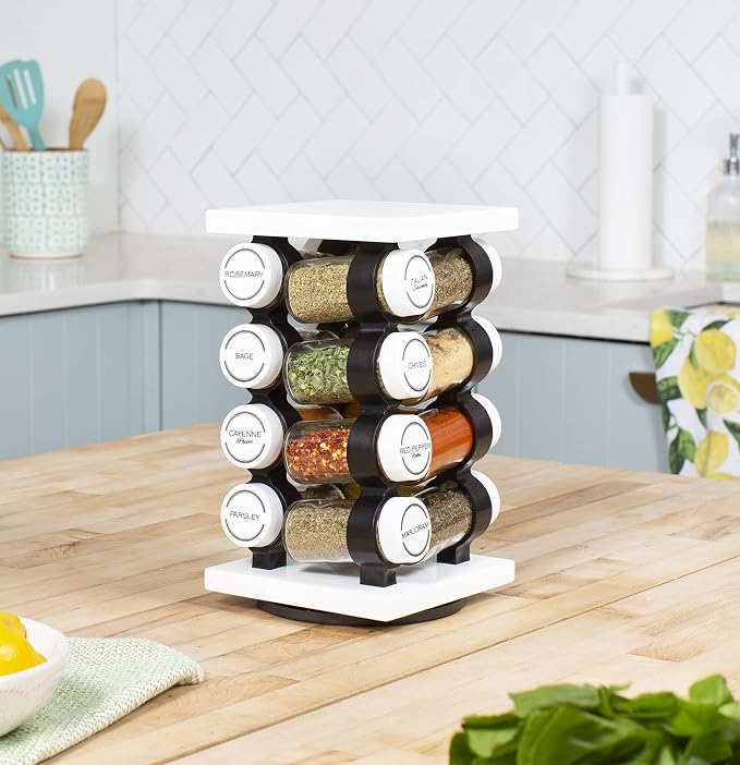 Orii Spice Rack 16 Jar Set White Filled - Image 3