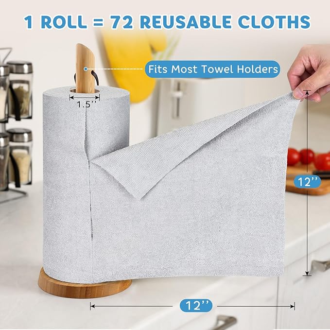 Matthew Microfiber Cleaning Cloth Roll 72Pack Reusable Paper Towels&Washable - Image 3