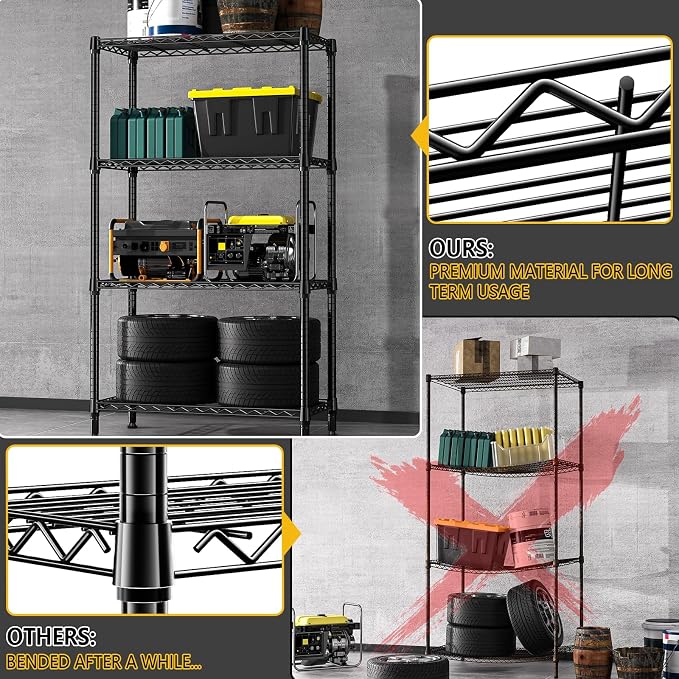 1000 lbs 4 Tier Shelf Metal Storage Shelves Shelving Wire Rack Heavy Duty - Image 6