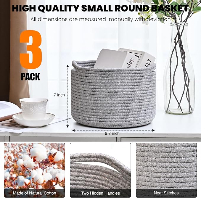 Small Storage Baskets for Organizing, Organizer Baskets for Shelves, Small - Image 3